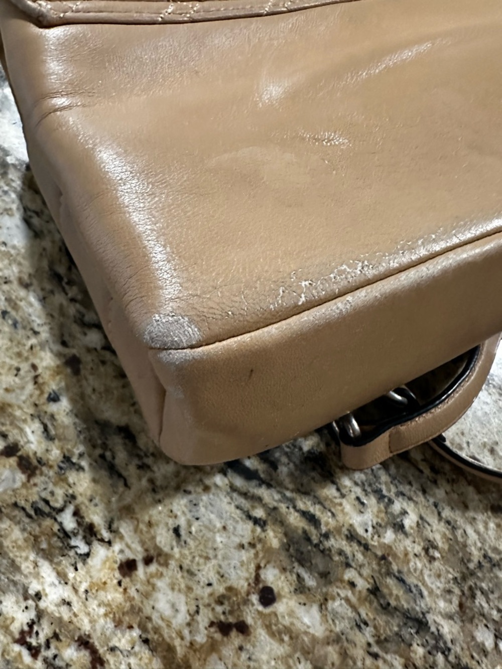 Kurt Geiger London Quilted Tan Leather Shoulder Bag with Chain Strap - Picture 10 of 16